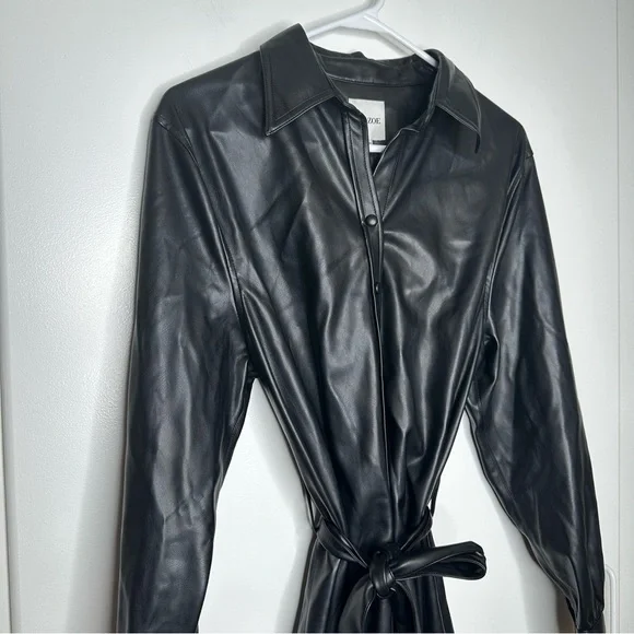 NWT Nic+Zoe Womens Black Faux Leather Knee Length Shirtdress Size Large and XL - Picture 5 of 11